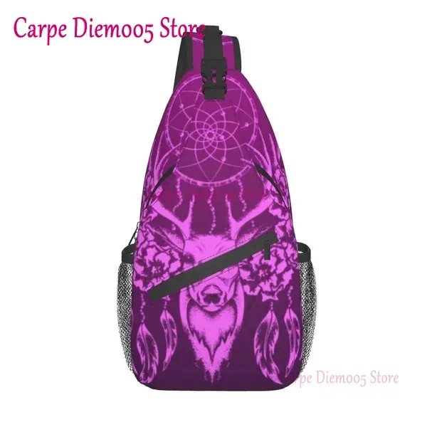 sac à bandoulière aquarelle pour hommes et femmes, style boho attrape-rêves mandala, sac de jour de randonnée, sac à dos à bandoulière, sac de poitrine de voyage pour hommes et femmes