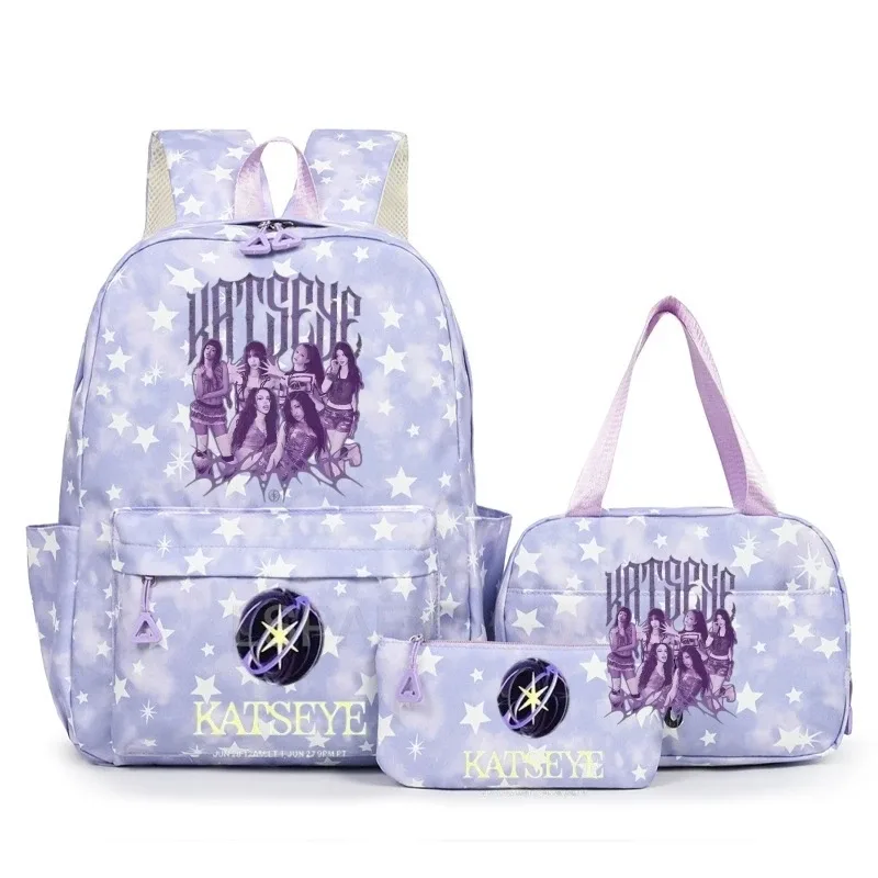 sac à dos amusant katseye pour adolescents, sac de voyage à double bandoulière, sac à crayons, sac à déjeuner, sac à livres décontracté pour étudiants, sac d'école pour filles, grande capacité, mochila