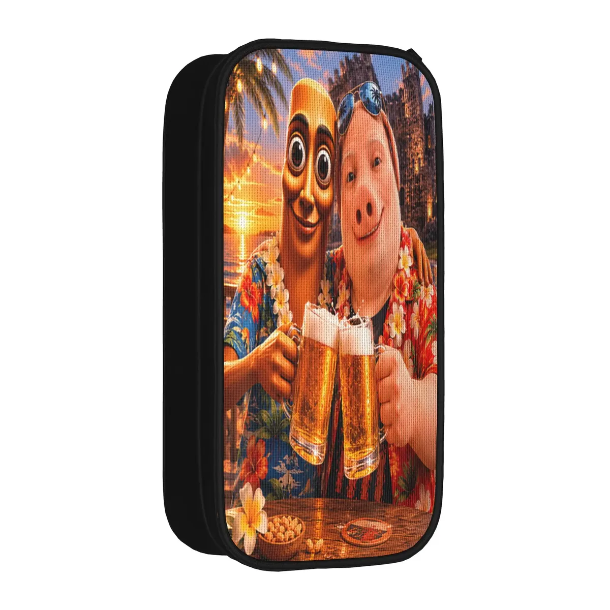 tung sahur cosplay funny calling meme wooden man brainrot trousse à crayons en toile pour garçons et filles, tendance, pour l'école