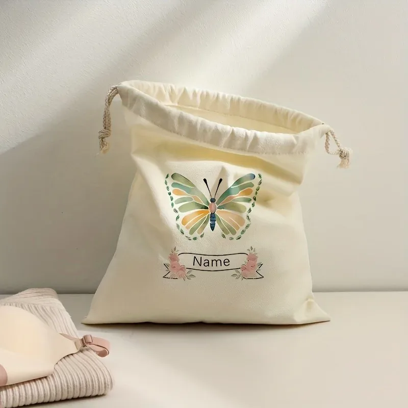 sac de rangement personnalisé en aquarelle avec motif papillon, organiseur de voyage avec nom personnalisé, pour outils de beauté, bijoux, cadeau parfait pour un mariage ou une cérémonie nuptiale
