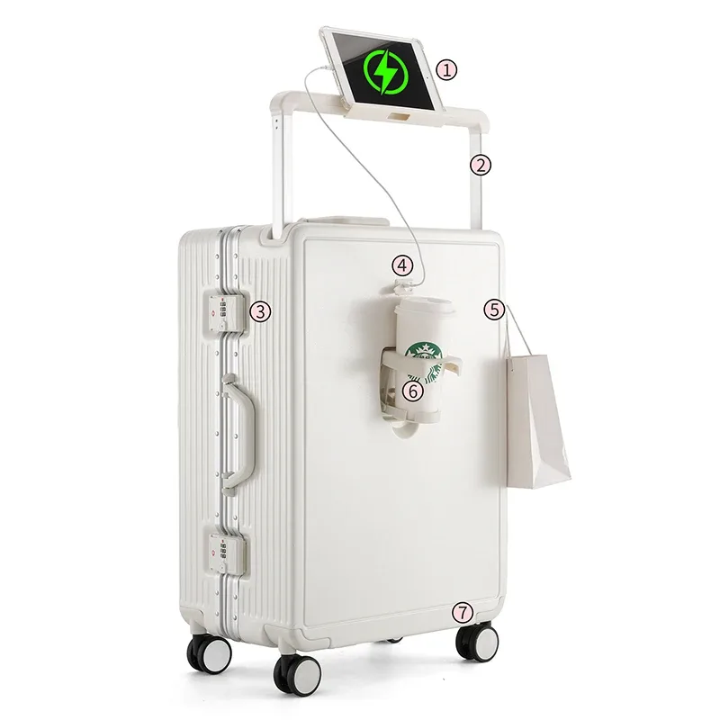 valise à roulettes avec poignée large, nouvelle valise de voyage, valise étudiante avec serrure à code, multifonctionnelle, grande capacité, roues pivotantes