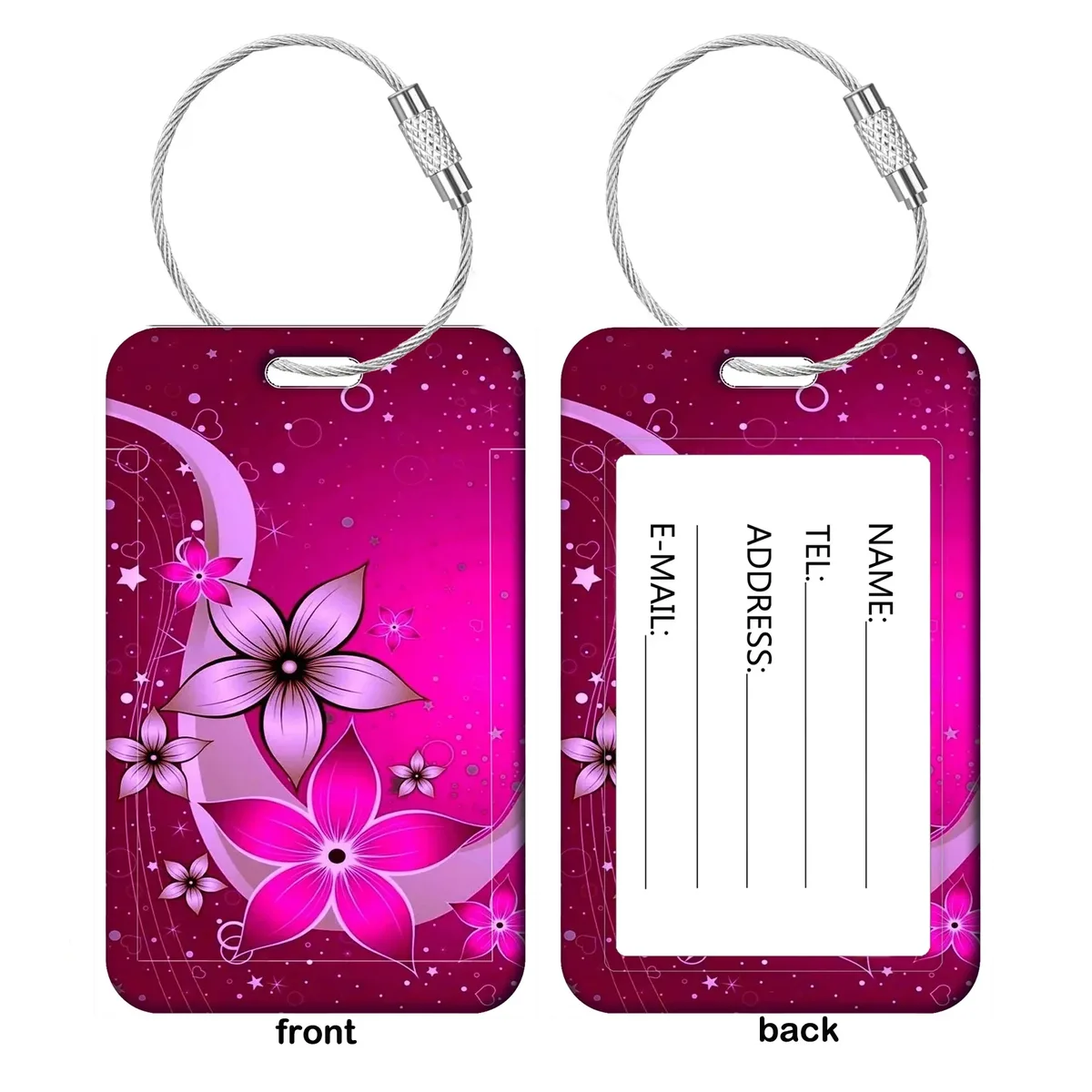 étiquette de bagage style plume de papillon pour valises, étiquette d'identification de voyage fleurie pour sacs à dos féminins, porte-adresse, accessoires