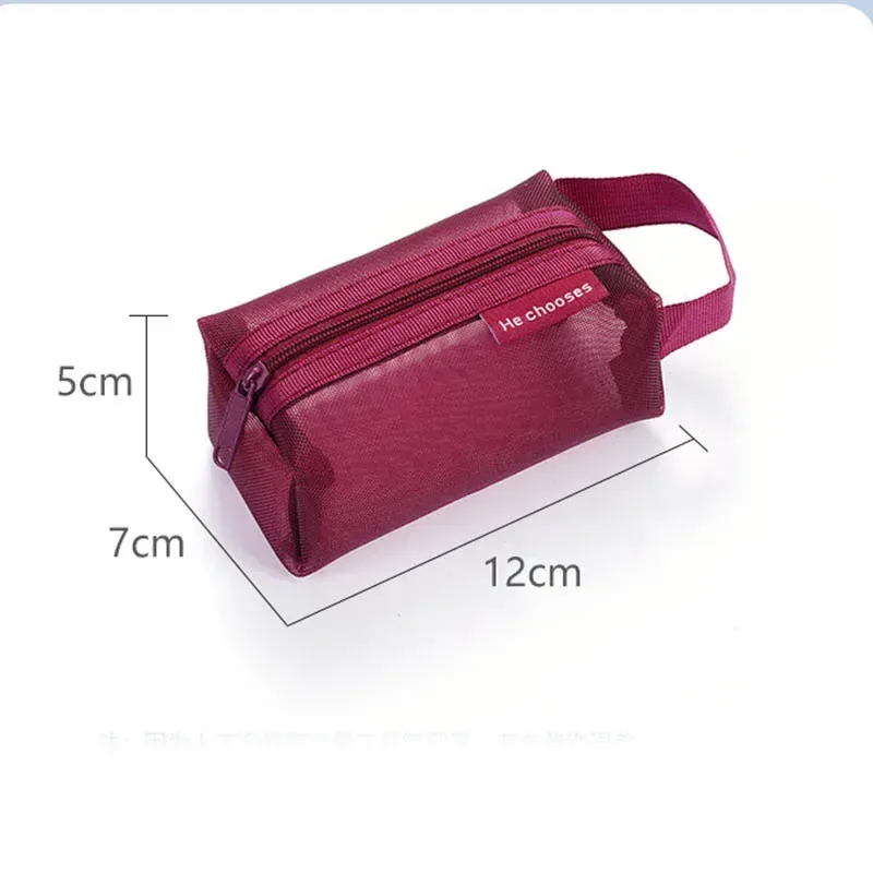 mini sacs à cosmétiques en maille de nylon transparent avec fermeture éclair, petits sacs de maquillage pour rouge à lèvres, pochette pour ligne de données, étui organisateur pour clé d'écouteurs