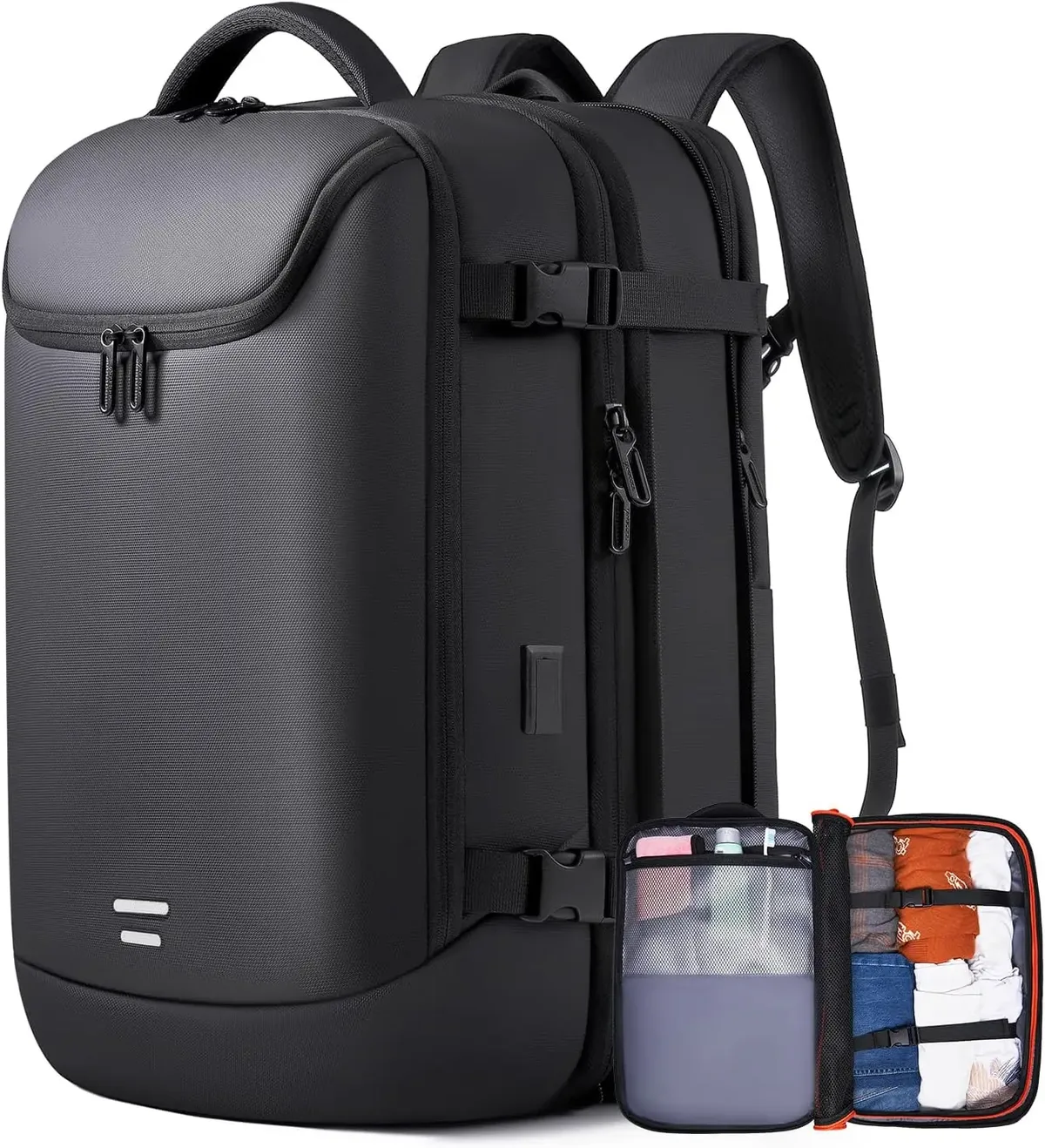 sac à dos de voyage extensible de 40l à 50l avec 3 cubes d'emballage, pour ordinateur portable de 17.3 pouces, grande capacité, pour hommes et femmes