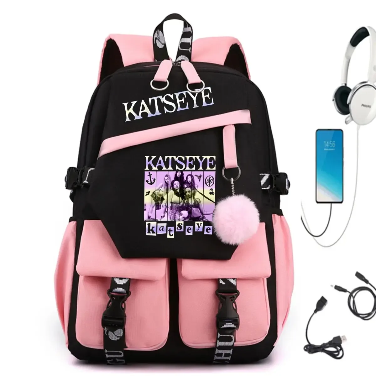 nouveau sac à dos katseye pour filles, sac à dos de loisirs pour étudiantes, sac à dos de voyage tendance coréen ulzzang, sac à dos pour ordinateur portable pour femmes
