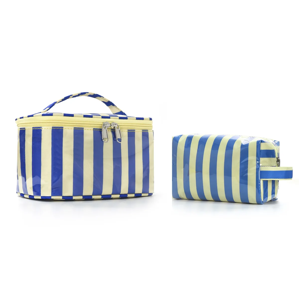 sac cosmétique à rayures en pvc de grande capacité, sac de rangement pour articles de toilette pour femmes, sac de maquillage portable, sac de voyage pour voyage d'affaires, soins de la peau