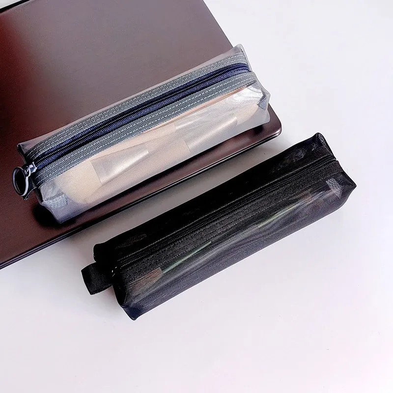 sacs de rangement pour pinceaux de maquillage pour femmes, poudres de maquillage, rouge à lèvres, étui à crayons en maille transparente pour étudiants, ins travel cosmetic evaluation