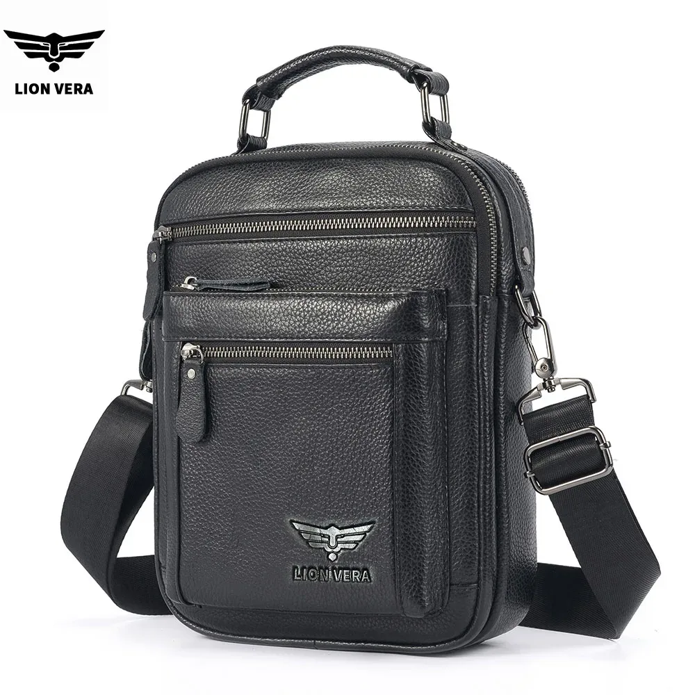 sac à bandoulière pour homme lion vera, sac à fermeture éclair pour téléphone portable, grande capacité, sac de voyage en cuir véritable, sac bandoulière pour affaires