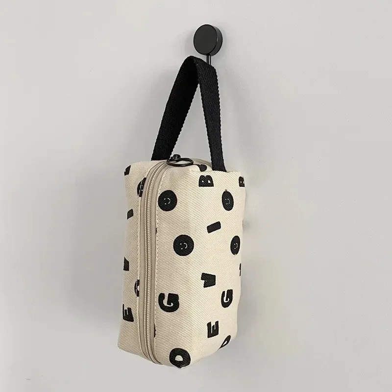 lettres imprimer femmes toile sacs à cosmétiques coton tissu maquillage sac pochette petit sac à main pochette voyage organisateur étui pour les filles