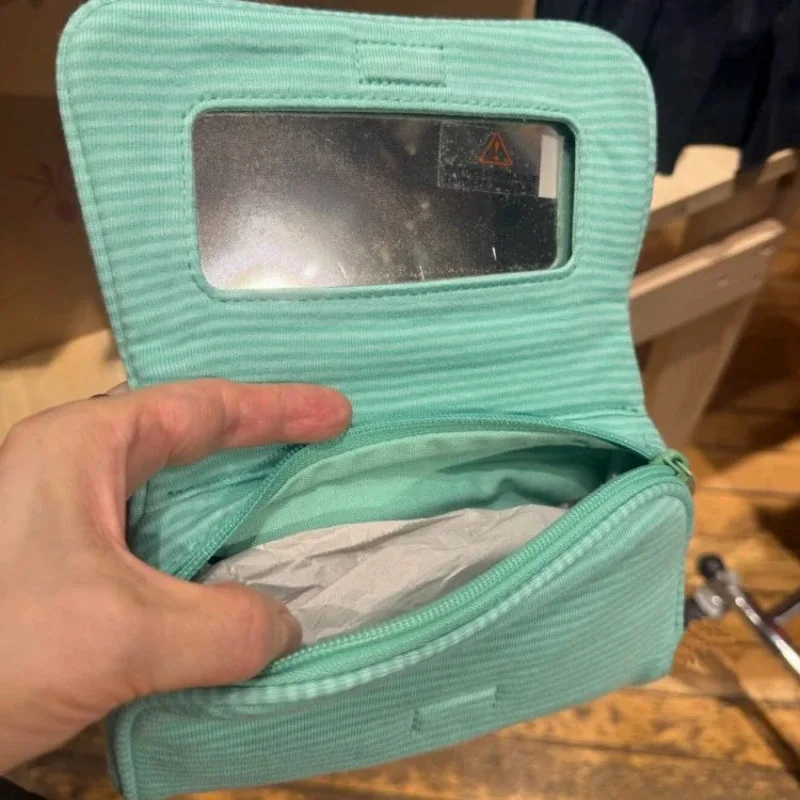 trousse de toilette coréenne en toile à pois rose tendance avec miroir rabattable, sac de voyage portable à fermeture éclair pour cosmétiques, cadeau mignon pour fille
