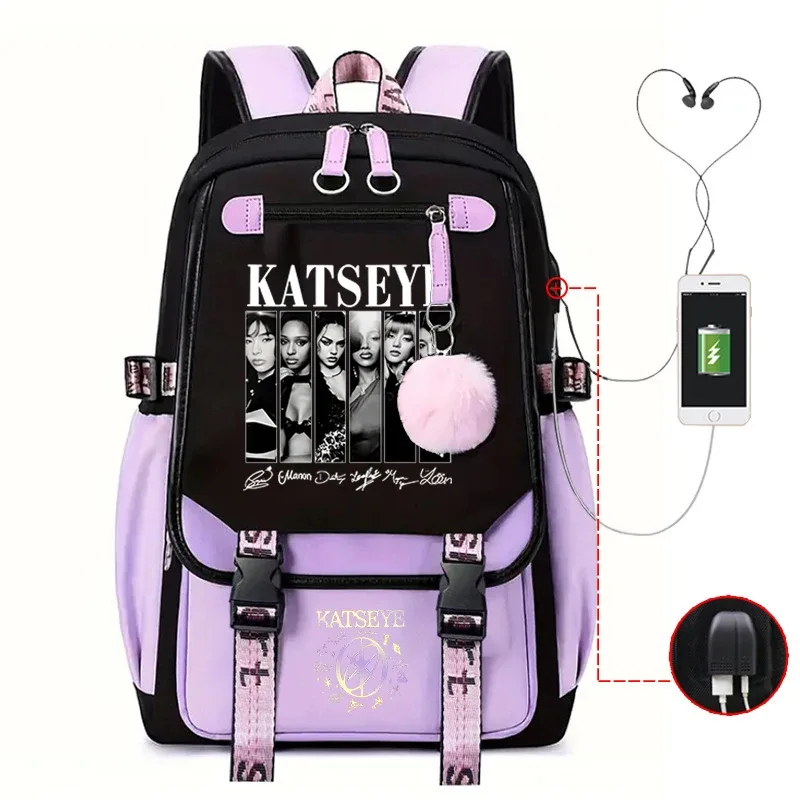 nouveau sac à dos kpop katseye multifonction pour femmes, hommes, filles, sac à dos de voyage quotidien, sac d'école pour adolescents, sac pour ordinateur portable
