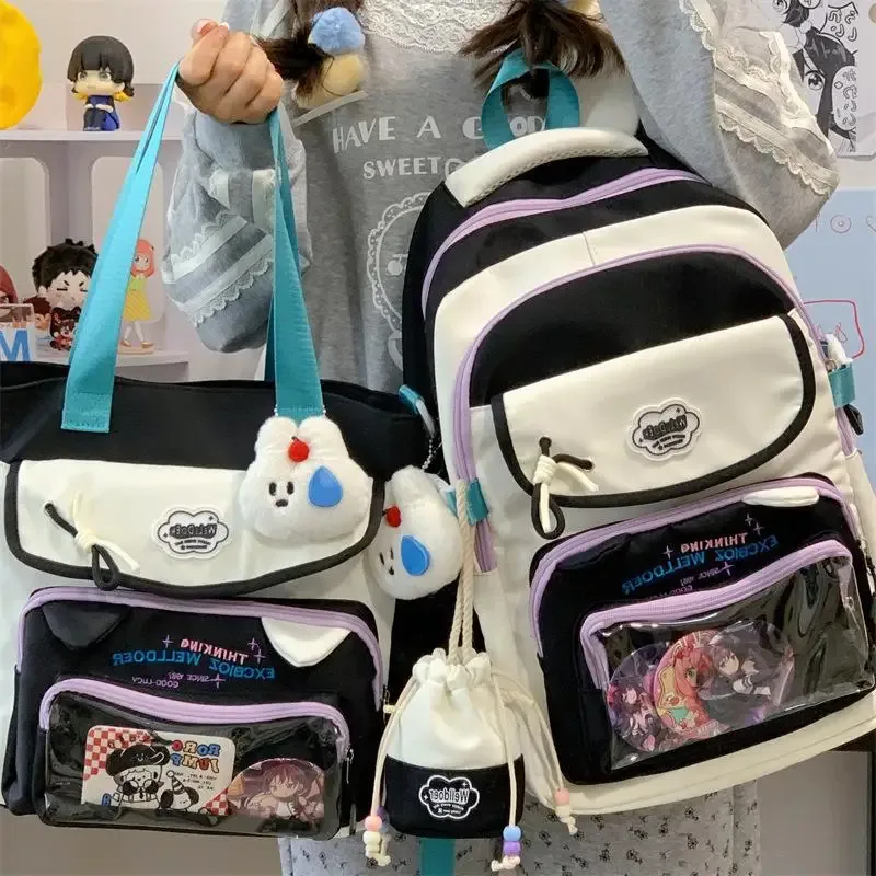 sac à dos pour filles au design contrasté, esthétique et de grande capacité, sac à dos scolaire pour filles, sac fourre-tout pour femmes, cadeau pour une fille.