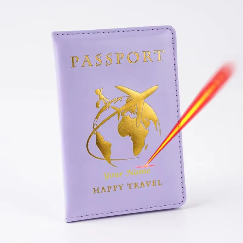 porte-passeport personnalisé pour avion, couvre-passeport de voyage, étui en pu à la mode pour cartes et billets