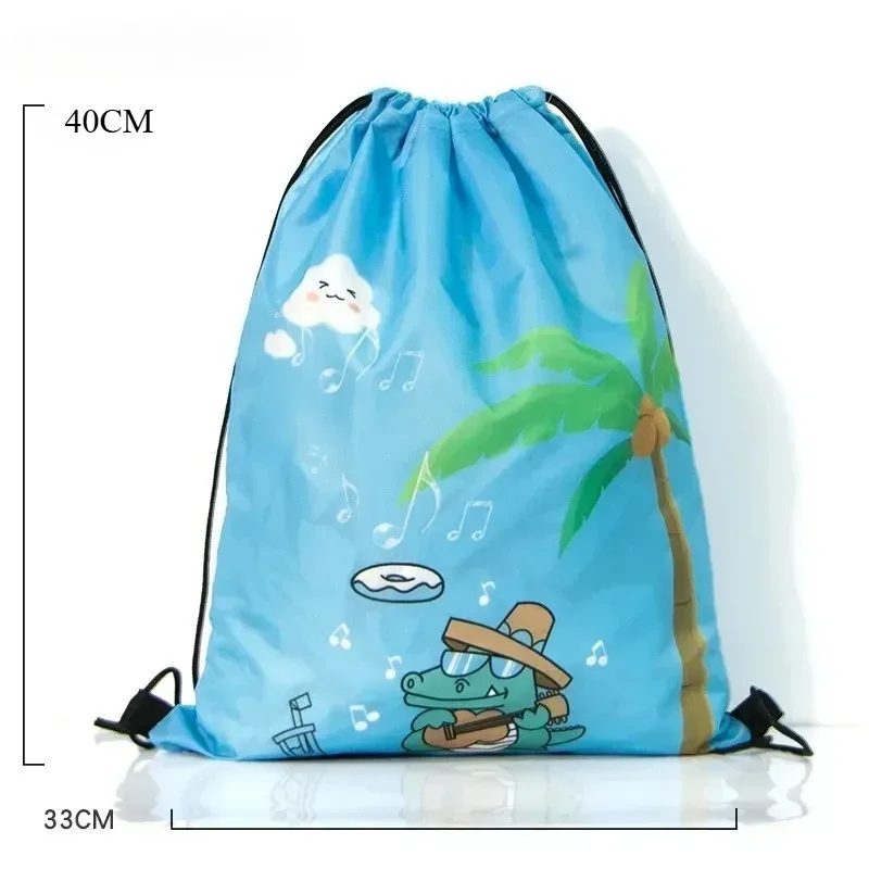 sac à dos à cordon de serrage avec imprimé espace et dessin animé, sac de sport de grande capacité, sac de rangement de voyage étanche, 1 pièce