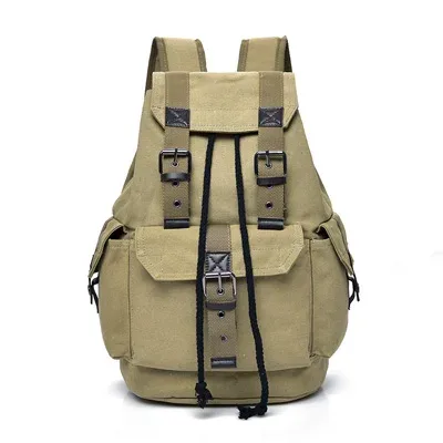 sac dos toile beige clair marron bandes horizontales verticales poche rabat bandoulière arquée préppy style jacquard