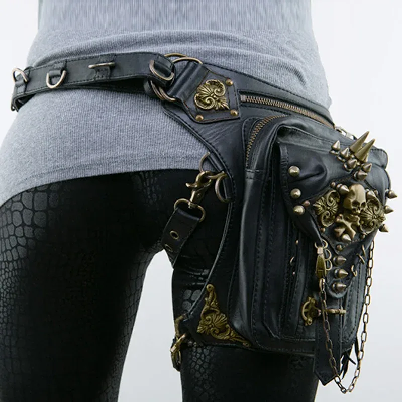 steampunk taille jambe sacs femmes hommes style victorien étui sac moto cuisse hanche ceinture packs messager sacs à bandoulière