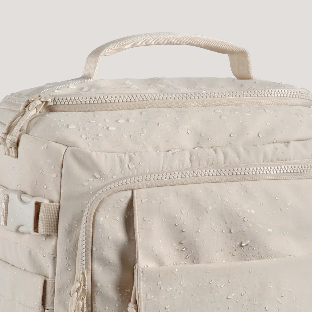 sac dos pvc beige clair poches multiples compression souple usage voyage sport ecole shopping antivol étanche