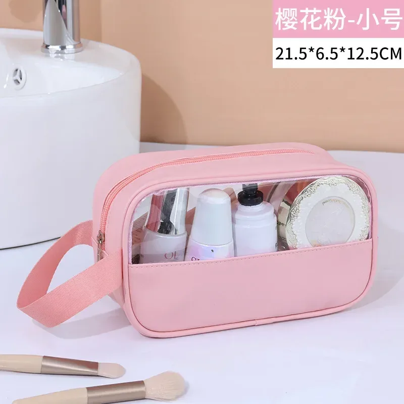 trousse de toilette de voyage portable pour femmes, trousse de maquillage transparente, grande capacité, trousse de bain et de toilette, étui de rangement multifonctionnel et imperméable.