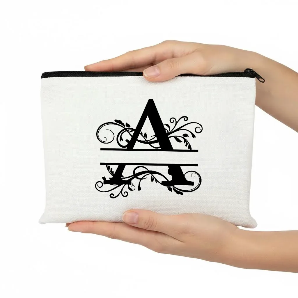 1pc trousse de maquillage personnalisable avec monogramme - pochette de voyage légère, pliable et durable avec fermeture éclair et impression de lettres personnalisées