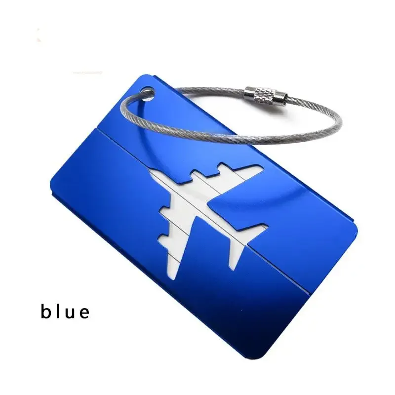 étiquette de bagage en aluminium durable, design antivol avec anneau en acier, pour identification de bagages et enregistrement à l'aéroport