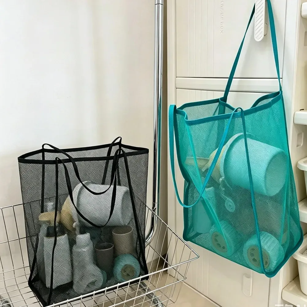 sac en maille transparente, sac de plage de grande capacité, sac à main organisateur polyvalent, sac de rangement pour cosmétiques et articles de toilette pour la piscine