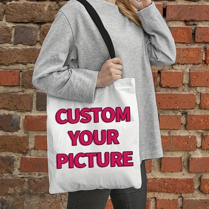 sac fourre-tout photo personnalisé, sac à bandoulière pliable réutilisable en polyester pour hommes et femmes, pochette de haute qualité