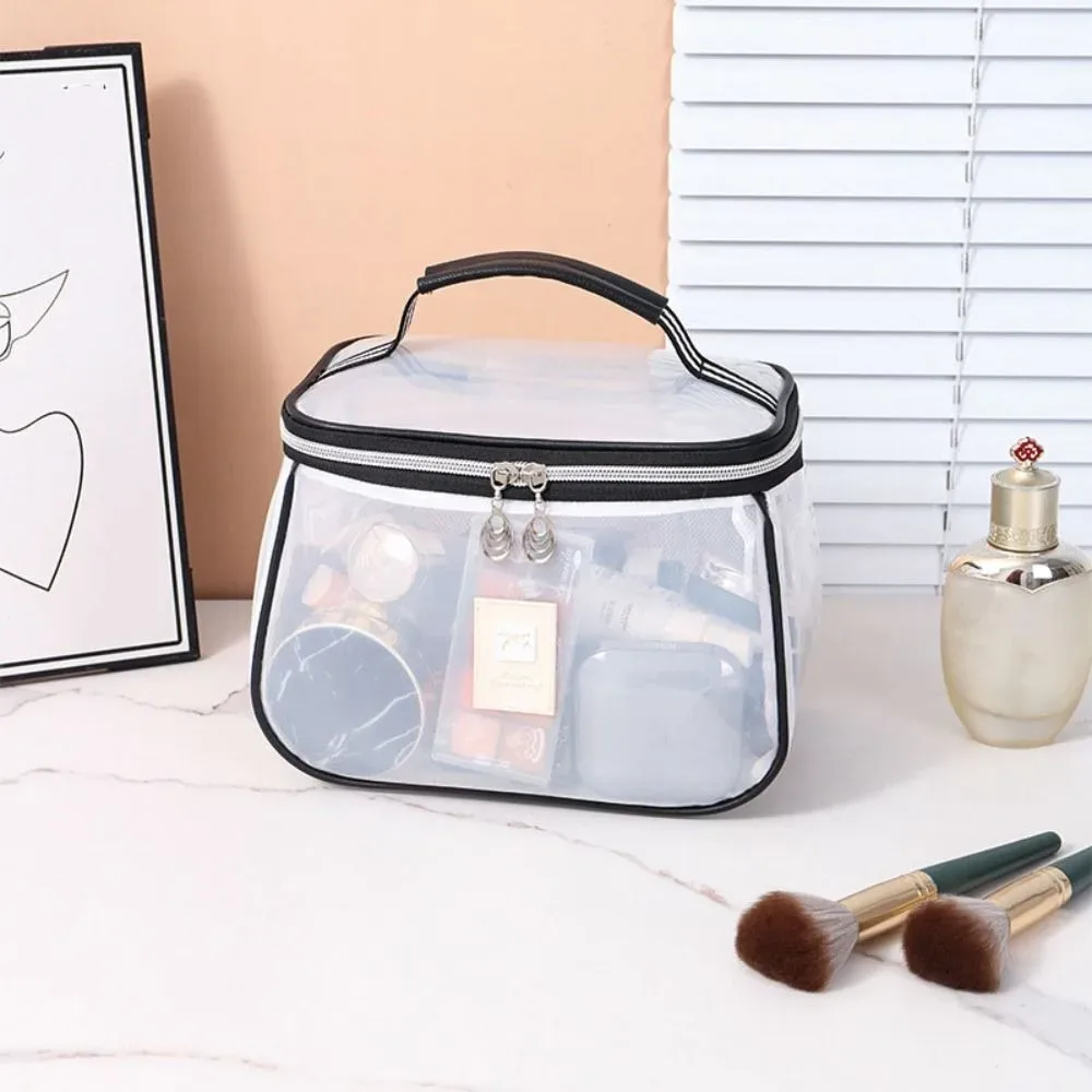 nouvelle trousse de toilette en pvc, grande capacité, imperméable, transparente, à main, pour organiser les articles de toilette, pour femmes