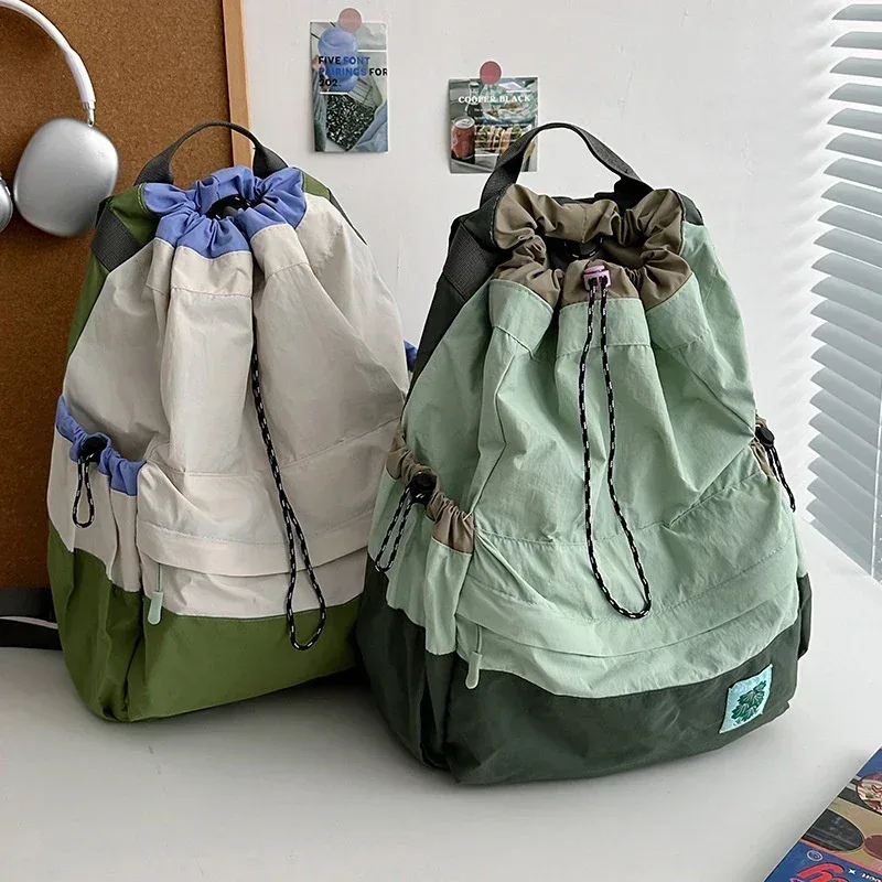 printemps été léger voyage op street sle double sac à bandoulière fourre-tout couleur ket cordon sac à dos avec cordon de serrage