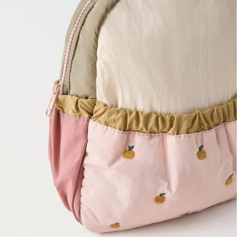 nouveau sac à dos femme brodé pomme orange mignon 2026, léger et tendance, grande capacité, sac d'étudiant dessin animé