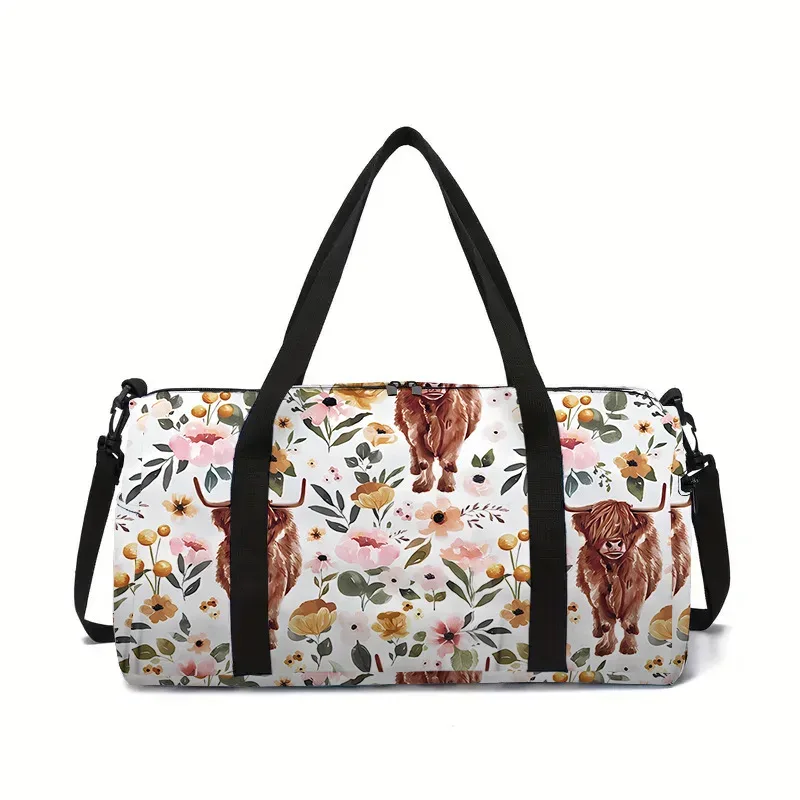 fleur herbe feuille tournesol impression 3d sacs de voyage de grande capacité sac à bandoulière en forme de baril sacs de sport de plein air sac de yoga de gymnastique