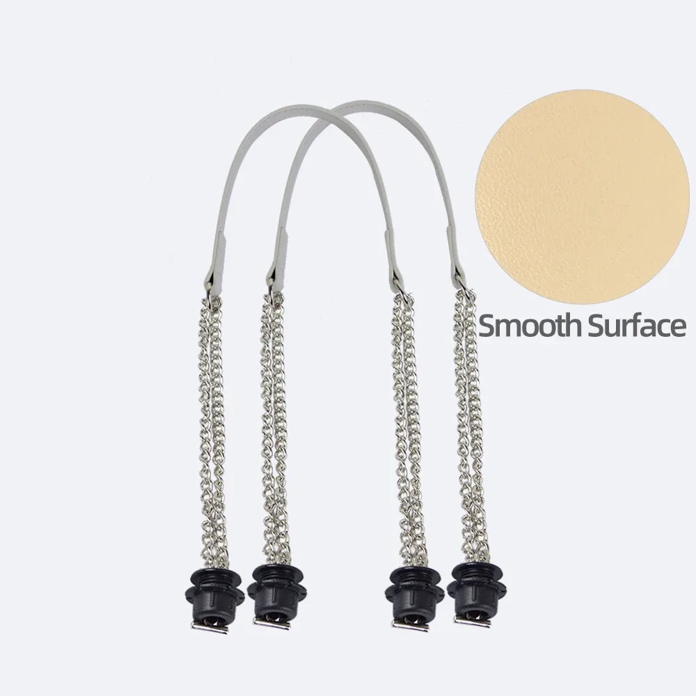 1 paire d'accessoires obag longues poignées en cuir sangles argent longue double chaîne sous les bras pour o sac fourre-tout femmes sacs à main à bandoulière