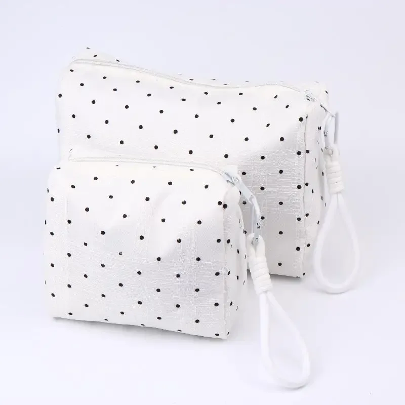 ins – sac à cosmétiques simple à pois, trousse de maquillage portable, pochette de rangement de voyage, trousse de toilette de grande capacité à fermeture éclair, cadeaux pour filles