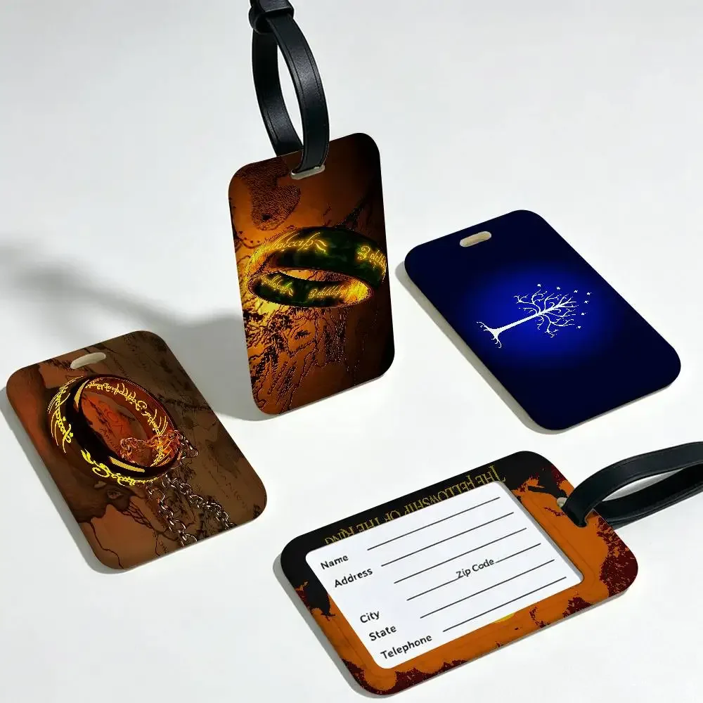 étiquette de bagage anti-perte en pvc durable avec carte d'information, inspirée du film le seigneur des anneaux, légère, pour l'identification des bagages