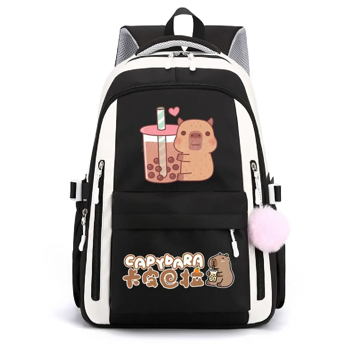 sac à dos d'école pour filles mignon capybara & bubble tea imprimé cartables femmes filles sacs d'école décontractés sac à dos de voyage à la mode