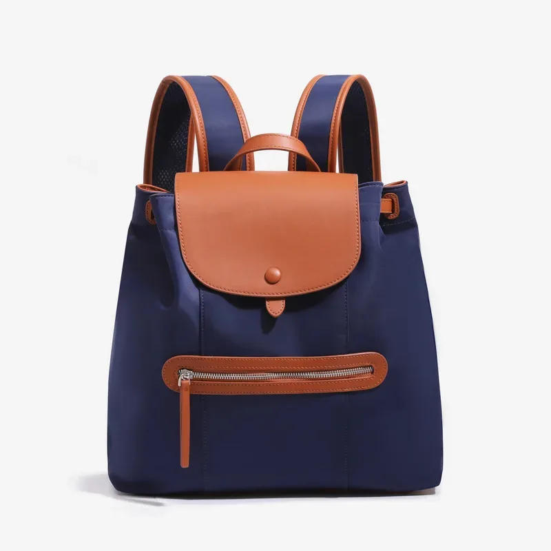 sac à dos en nylon pour femmes, sac à dos décontracté avec garniture en simili cuir, fermeture à pression magnétique, sac à dos de voyage de grande capacité pour un usage quotidien
