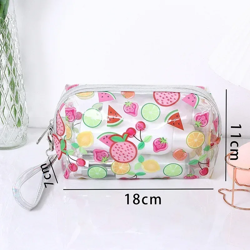 trousse de maquillage transparente étanche pour femmes et filles, trousse cosmétique de voyage, trousse de toilette, poudres transparentes, imprimé mignon, fleur d'avocat