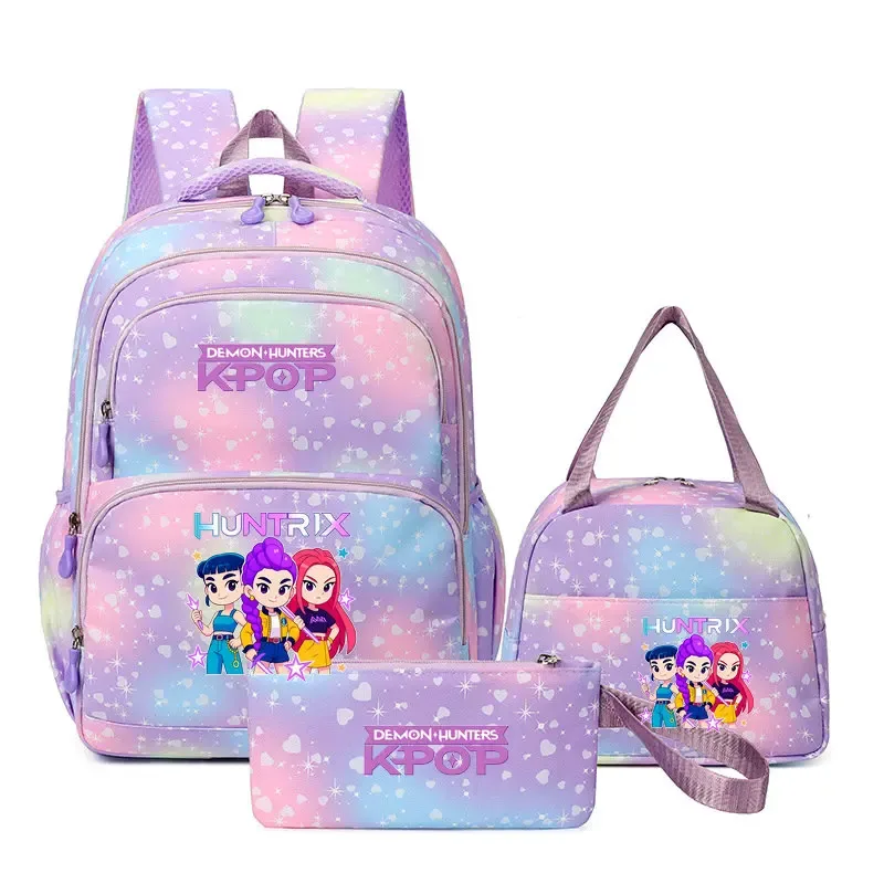 kpop demon hunters – sac à dos pour ordinateur portable pour filles, 3 pièces, sac à dos huntr/x pour adolescents, garçons et femmes, mochila de voyage pour usage quotidien