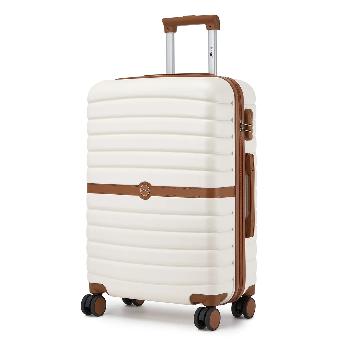 bagages rigides kono, disponibles en 20/24/28 pouces, valise légère en abs avec serrure à combinaison à 3 chiffres, silencieuse 360 ° valise de voyage à roulettes pivotantes, poignée télescopique, bagage à main