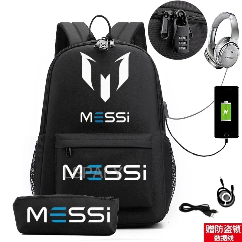 sac à dos messi tendance avec port usb antivol, grande capacité, pour femmes, hommes, adolescents, sacs d'école décontractés pour lycéens, mochilas