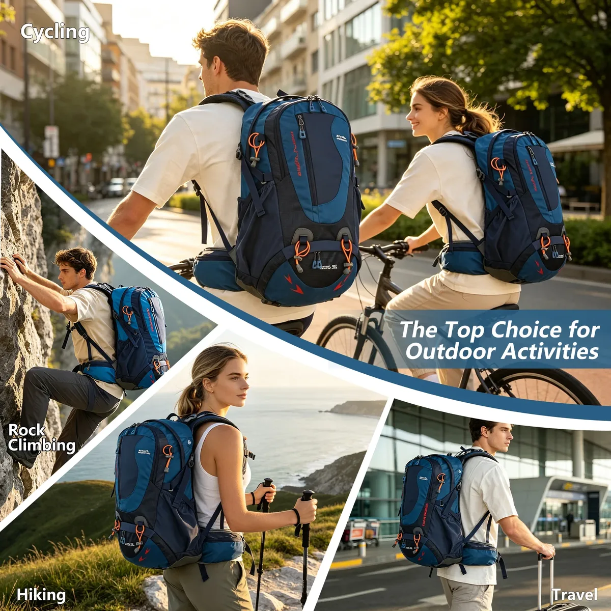 sac à dos de randonnée royal mountain 35l avec compartiment pour chaussures, tissu résistant à l'eau, support de cadre arrière, rembourrage respirant