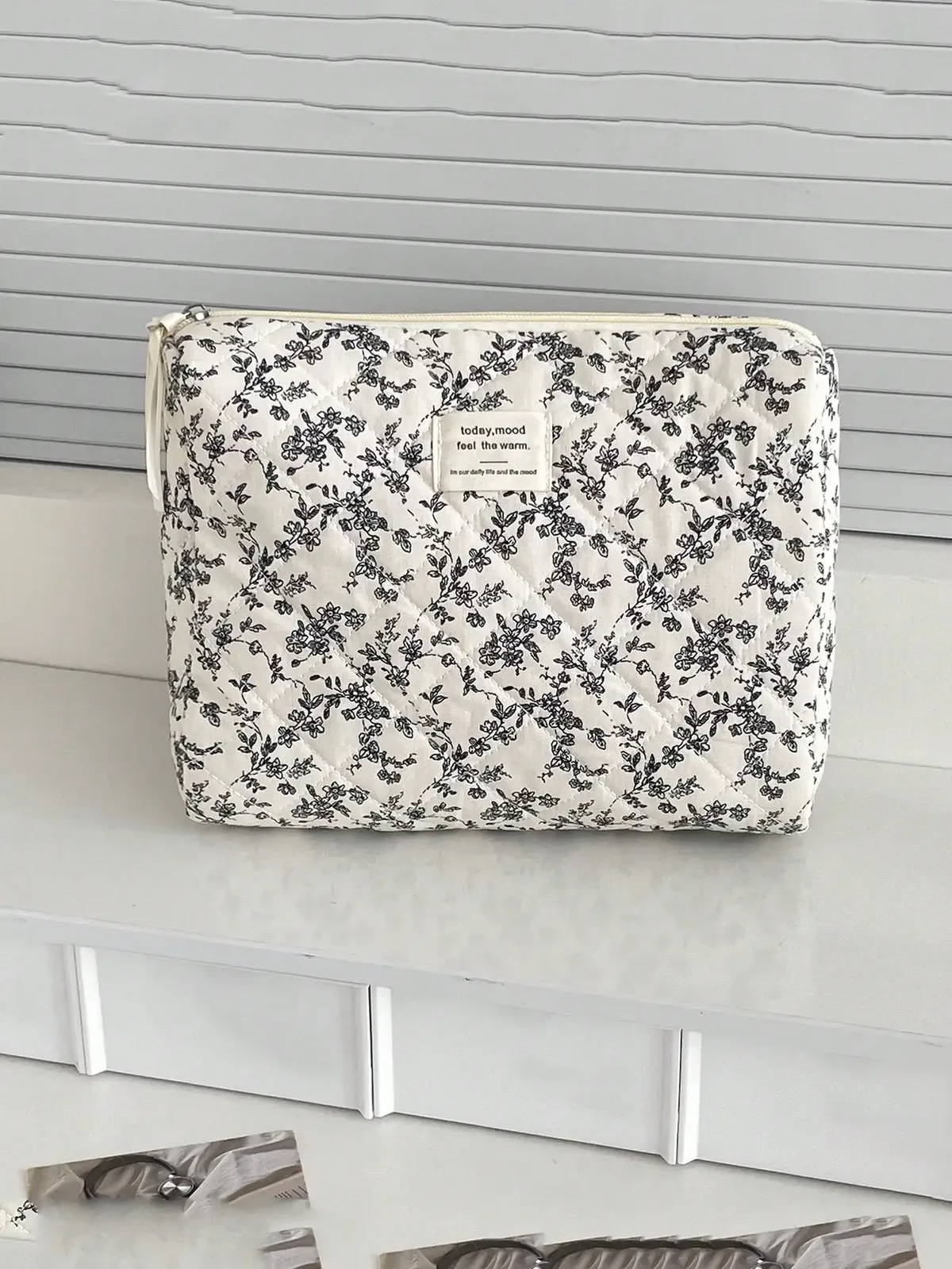 trousse polyester motif floral noir matelassée voyage grande capacité cosmétiques maquillage toile transport s m xl