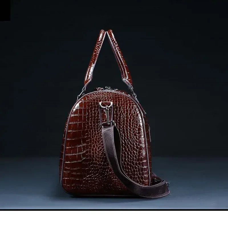 sacs de voyage en cuir d'alligator véritable de vache pour hommes, sacs de luxe de grande capacité portables à bandoulière de marque, nouvelle collection 2024