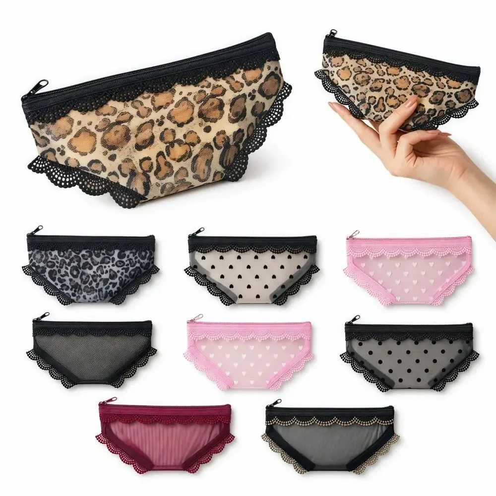 Nouvelle trousse de toilette transparente Y2K en maille dentelle motif cœur, pochette de rangement cosmétique pour voyage
