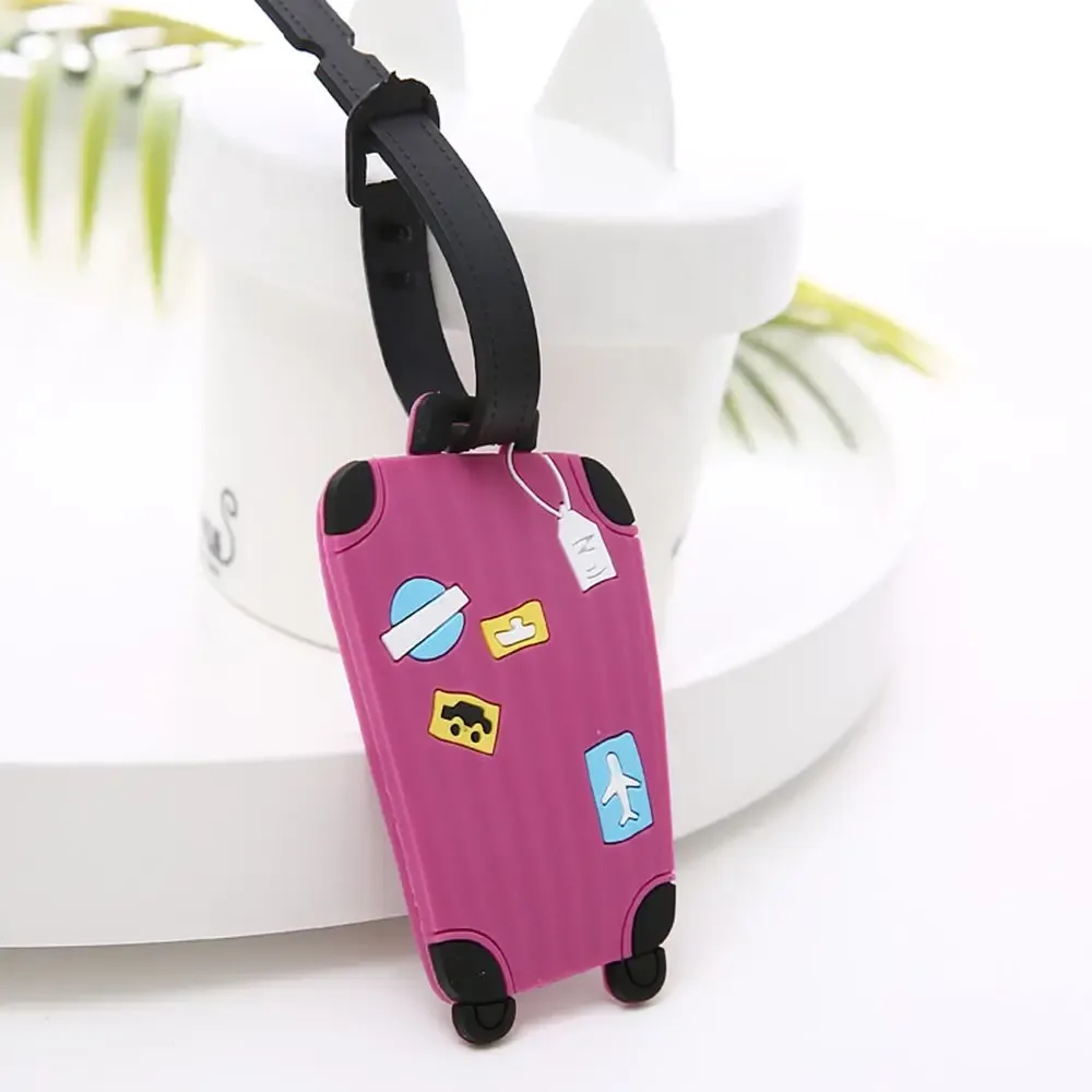 étiquettes d'identification kawaii pour voyages d'affaires, étiquettes de bagage en silicone pour sacs à dos et sacs à main, étiquettes nominatives pour valises avec sangle