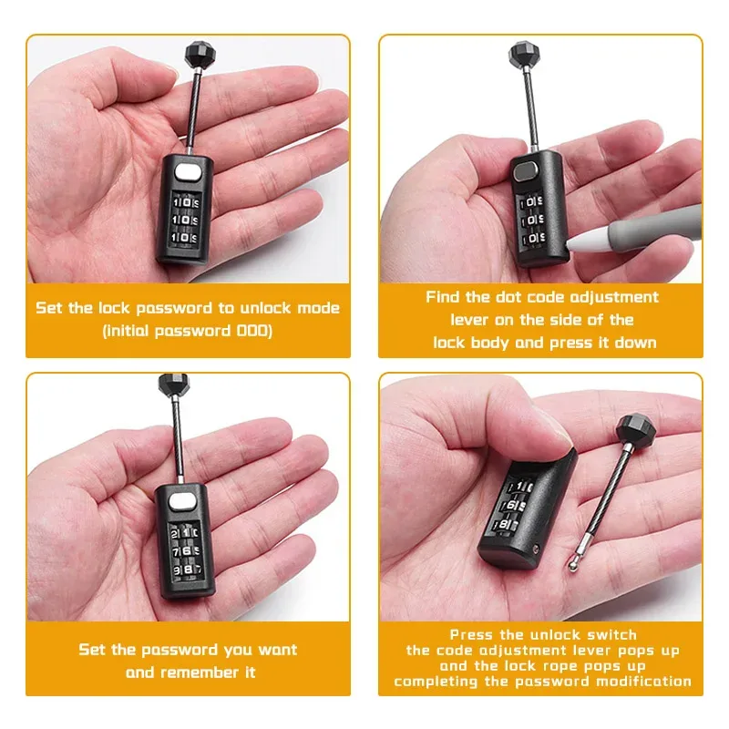 mini cadenas à combinaison à 3 positions, cadenas à code récupérable, cadenas à combinaison pour armoire de dortoir, fermeture éclair de sac à dos