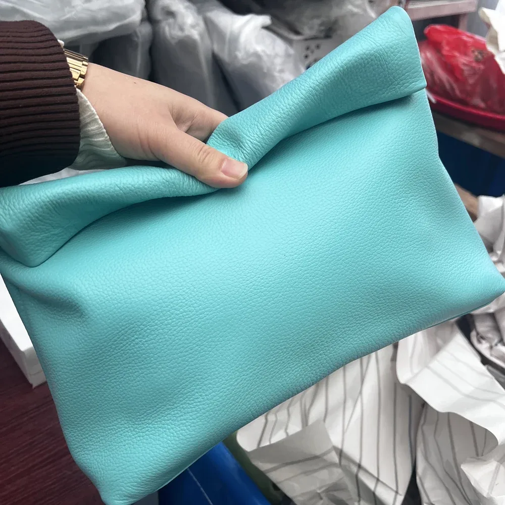 sac à main en cuir de vachette 100% authentique, sac à main pliable de haute qualité pour femmes, sac à main de créateur simple avec poignée magnétique