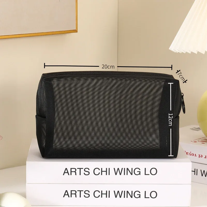 sac à cosmétiques rouge pour femmes et hommes, 1 pièce, organisateur de voyage transparent, petits et grands sacs de toilette noirs, pochette de maquillage