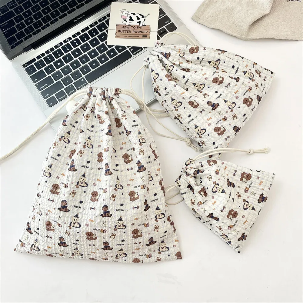 sac à cosmétiques à cordon de serrage en relief, 1 pièce, pochette de rangement de cosmétiques portable mignonne, sac de rangement pour maquillage et accessoires