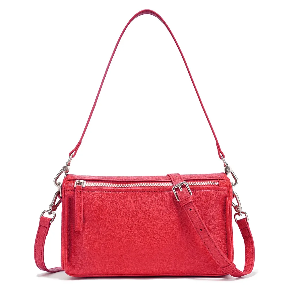 sac à main en cuir véritable zency pour femme, petit sac simple, sac à bandoulière pour femme, sac en peau de mouton, sacs à main 2025, sac rouge