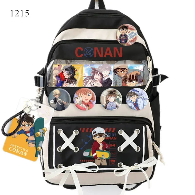 sac dos nylon animaux personnages beige noir poche avant appliques badge couverture souple ceinture air unisexe